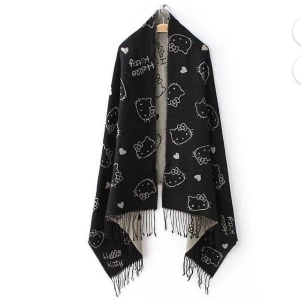 Brand New Hello Kitty reversible grey & black scarf. Warm and soft.